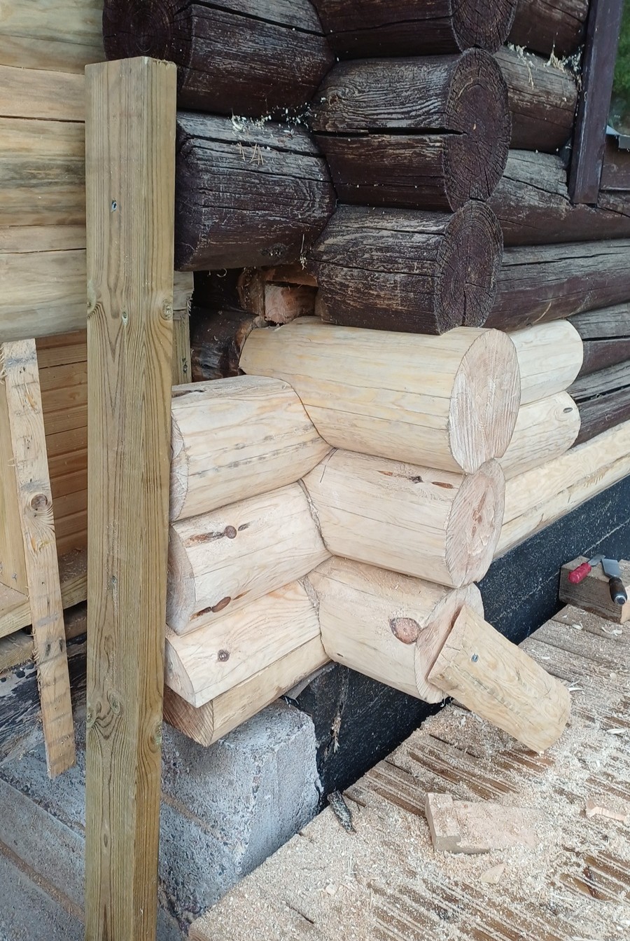 Hirsimökin kengitystä.